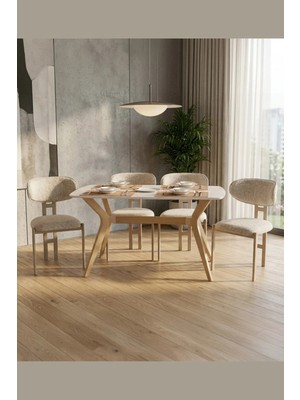Plasmob 80X140 Mutfak Masası Takımı 1 Masa + 4 Sandalye Salon Masası Viktoria Model-Siyah/ceviz Masa