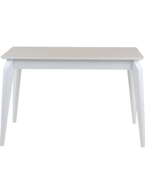 Plasmob 70X120 Dikdörtgen Atlas Serisi Mutfak Masası Balkon Masası (Sadece Masa)-Traverten/beyaz