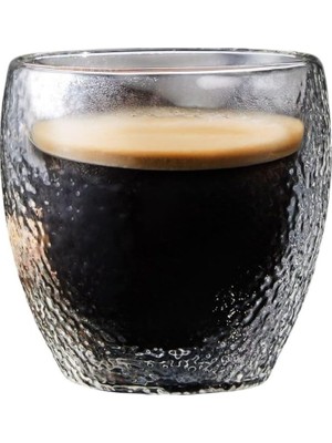 Sh Ticaret Çift Cidarlı Buzlu Tasarım Kahve, Latte, Su Bardağı, 250 Ml, Cam Bardak, 1 Adet - 12220
