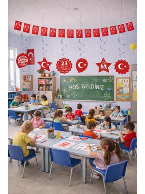 Sh Ticaret 23 Nisan Süsleri 23 Nisan Hediyeleri Ipli Ay Yıldızlı Bayrak 50 Li 6'lı Sarkıt
