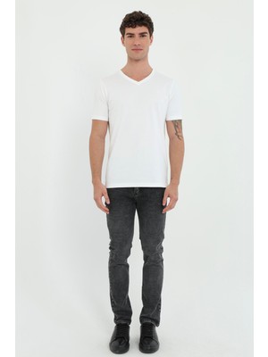 Dufy Erkek Slim Fit Gri Jean