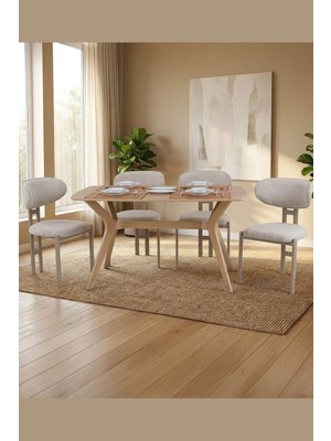 Plasmob 80X120 Mutfak Masası Takımı 1 Masa + 4 Sandalye Salon Masası Viktoria Model-Ceviz/siyah