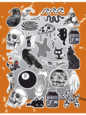 Black And White Seri 2 Sticker Seti | Laptop Ajanda Notebook Tablet Telefon Defter Etiket Bullet