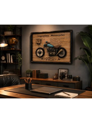 Kesene Ev Ofis Hediyesi Dekoratif Motosiklet Duvar Saati 3D Kabartmalı Modern Metal Tablo Saat 60X40 cm