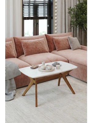 Plasmob 55X90 Marmo-Ceviz Orta Sehpa Oturma Odası Sehpa-Salon Sehpa Zen Model