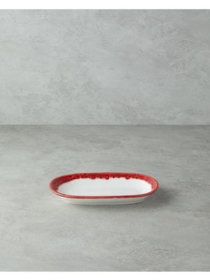Sh Ticaret Larry Porselen Kayık Tabak 24 cm Kırmızı