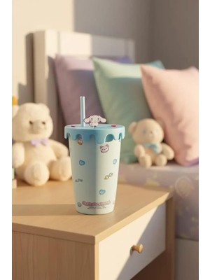 Sh Ticaret Miniso Cinnamoroll Tatlı Fabrikası Dekoratif Seramik Bardak, Kapaklı Pipetli, 400 Ml, 2