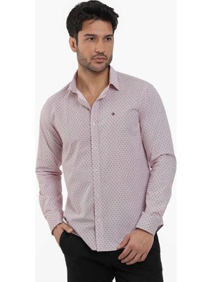 Dufy Erkek Slim Fit Uzun Kol Bordo Gömlek