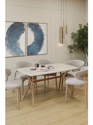 Plasmob 80 x 140 Mutfak Masası(Sadece Masa) Traverten-Ceviz Mdf Salon ve Mutfak Masası Viktoria Model (Masa)