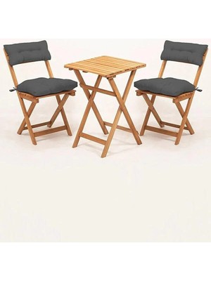 Rual Bahçe Balkon Dolgulu Sandalye Minderi Sırt Dayamalı 2'li 40X40 cm Gri ,( 4 Minder)