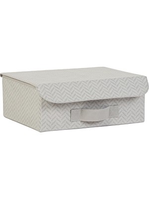 Sh Ticaret Textile Çekmece Içi Gri Balıksırtı Kapaklı Kutu 30 x 23 x 11 cm