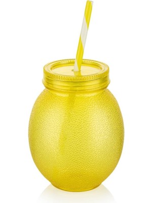 Sh Ticaret Deconox Akrilik Limon Pipetli Bardak 650ML [1 Adet] | Ferahlatıcı Renkli 650ML Akrilik Limon Pip