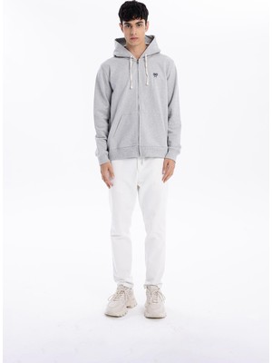 gmg firenze %100 Pamuk Kapüşonlu Göğsü Nakışlı Fermuarlı Erkek Sweatshirt