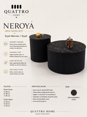 Quattro Home Neroya Siyah/mermer Orta Sehpa 2 Li