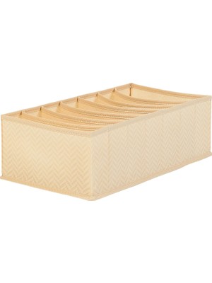 Sh Ticaret Textile 7 Bölmeli Bej Balıksırtı Çekmece Düzenleyici 22 x 41,5 x 12 cm