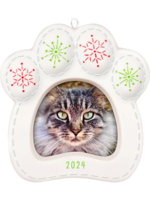 Sh Ticaret Hallmark Keepsake Noel Süsleme 2024, Pretty Kitty 2024 Fotoğraf Çerçevesi, Porselen, Evcil Hayvan H