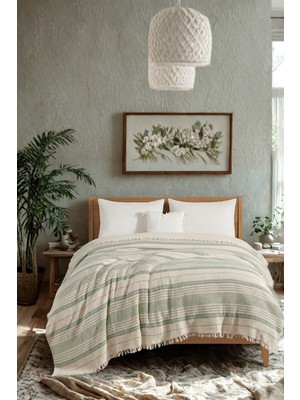 Dokuvia Natura Soft Ekru 4 Kat Müslin Çift Kişilik Yatak Örtüsü 220X230 cm %100 Pamuk Çok Amaçlı Koltuk Örtüsü ve Tv Battaniyesi