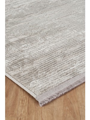 Badelya Home Xafir Gri Krem Modern Doğal Taban Saçaklı Özel Ölçü Salon Koridor Mutfak Çocuk Oturma Odası Halısı Yolluk
