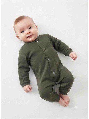 Güler Butik Unisex Yenidoğan / Bebek Ultra Soft Haki Pamuklu Tulum