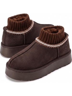 Neon Shoes Mini Süet Içi Kürklü Kalın Taban Triko Kadın Bot & Bootie