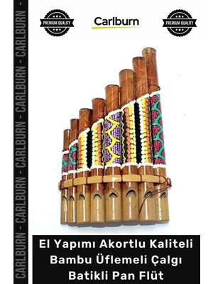 Carlburn #flüt Profesyonel El Yapımı Akortlu Kaliteli Bambu Üflemeli Çalgı Batikli Pan Filüt NO:1021