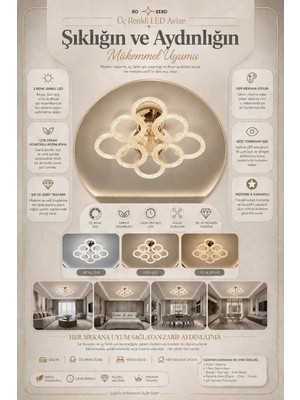 Prime Aydınlatma Daire 4+4'lü Ledli Gold Avize