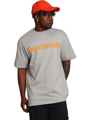 YM PAZARLAMA Erkek Baskılı T-Shirt Kısa Kol Bisiklet Yaka Regular Fit Tişört - Gri