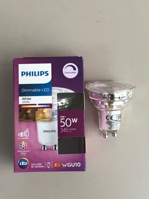 Philips 3 Adet 4W =50W 345 Lumen 3000K Sarı Dimli GU10 LED Spot 15.000 Saat