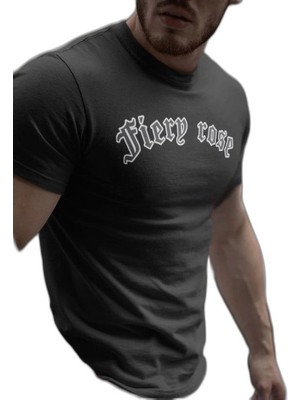YM PAZARLAMA Erkek Tişort Bisiklet Yaka Baskılı Kısa Kol T-Shirt - Siyah