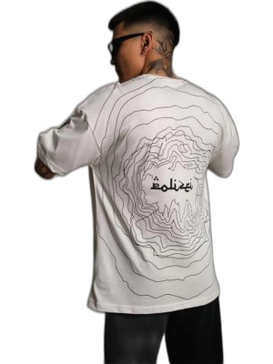 YM PAZARLAMA Erkek Kısa Kol Yazlık Tişört Bisiklet Yaka Baskılı Oversize T-Shirt - Beyaz