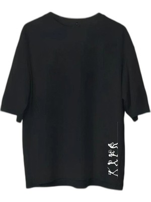 YM PAZARLAMA Erkek Baskılı T-Shirt Kısa Kol Bisiklet Yaka Regular Fit Rahat Kalıp Günlük Tişört - Siyah