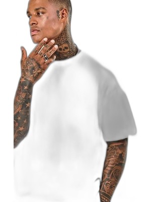 YM PAZARLAMA Erkek Baskılı T-Shirt Kısa Kol Bisiklet Yaka Regular Fit Rahat Kalıp Tişört - Beyaz
