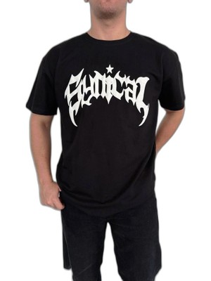 YM PAZARLAMA Erkek Kısa Kol Yazlık Tişört Bisiklet Yaka Baskılı Oversize T-Shirt - Siyah