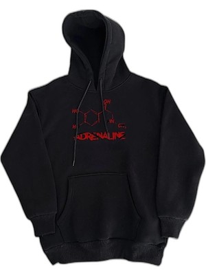 YM PAZARLAMA Kadın Oversize Kapüşonlu Cepli Baskılı 3 Iplik Pamuklu Hoodie Sweatshirt - Siyah