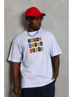 YM PAZARLAMA Erkek Kısa Kol Baskılı Bisiklet Yaka T-Shirt - Beyaz