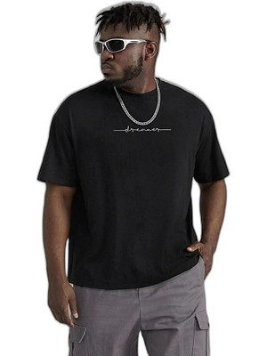 YM PAZARLAMA Erkek Baskılı T-Shirt Kısa Kol Bisiklet Yaka Regular Fit Rahat Kalıp Tişört - Siyah