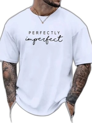 YM PAZARLAMA Erkek Perfectly Baskılı Tişört Bisiklet Yaka Yazlık Kısa Kol T-Shirt - Beyaz