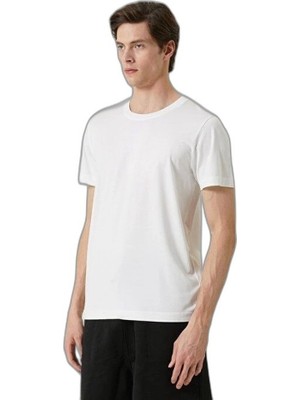YM PAZARLAMA Erkek  Tişört Basic Bisiklet Yaka Regular kısa Kol T-Shirt - Beyaz