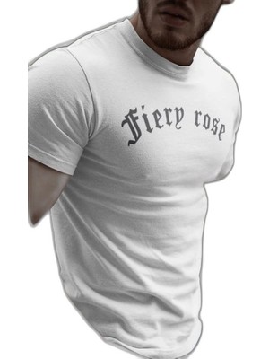 YM PAZARLAMA Erkek Tişort Bisiklet Yaka Baskılı Kısa Kol T-Shirt - Beyaz