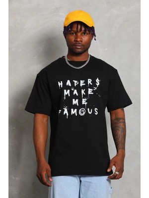 YM PAZARLAMA Erkek Kısa Kol Baskılı Bisiklet Yaka T-Shirt - Siyah