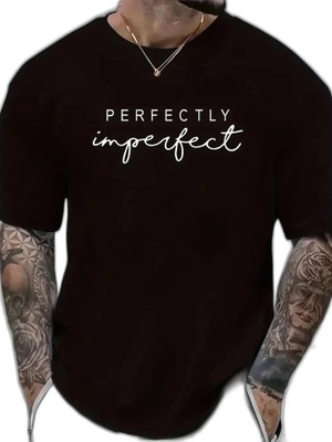 YM PAZARLAMA Erkek Perfectly Baskılı Tişört Bisiklet Yaka Yazlık Kısa Kol T-Shirt - Siyah