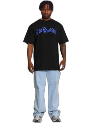 YM PAZARLAMA Erkek Baskılı T-Shirt Kısa Kol Bisiklet Yaka Regular Fit Tişört - Siyah