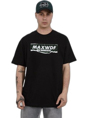 YM PAZARLAMA Erkek Kısa Kol Yazlık Tişört Bisiklet Yaka Baskılı Oversize T-Shirt - Siyah