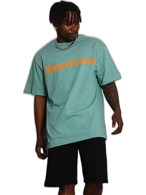 YM PAZARLAMA Erkek Baskılı T-Shirt Kısa Kol Bisiklet Yaka Regular Fit Tişört - Mint Yeşili