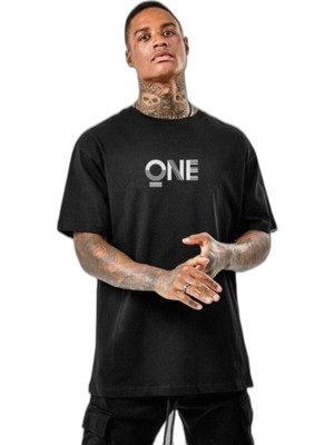 YM PAZARLAMA Erkek Baskılı T-Shirt Kısa Kol Bisiklet Yaka Regular Fit Rahat Kalıp Tişört - Siyah