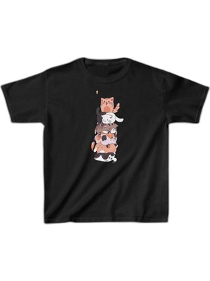 YM PAZARLAMA Çocuk Unisex Baskılı T-Shirt - Siyah