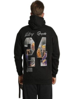 YM PAZARLAMA Erkek 3 Iplik Pamuklu Kapüşonlu Baskılı Cepli Oversize Sweatshirt Hoodie - Siyah