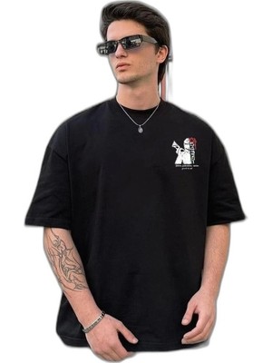 YM PAZARLAMA Erkek Kısa Kol Yazlık Tişört Bisiklet Yaka Baskılı Oversize T-Shirt - Beyaz
