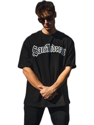 YM PAZARLAMA Erkek Tişort Bisiklet Yaka Baskılı Kısa Kol T-Shirt - Siyah