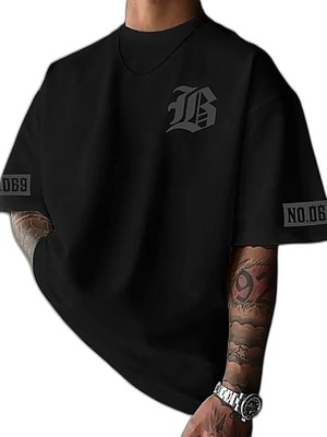 YM PAZARLAMA Erkek Baskılı T-Shirt Kısa Kol Bisiklet Yaka Regular Fit Yazlık Tişört - Siyah